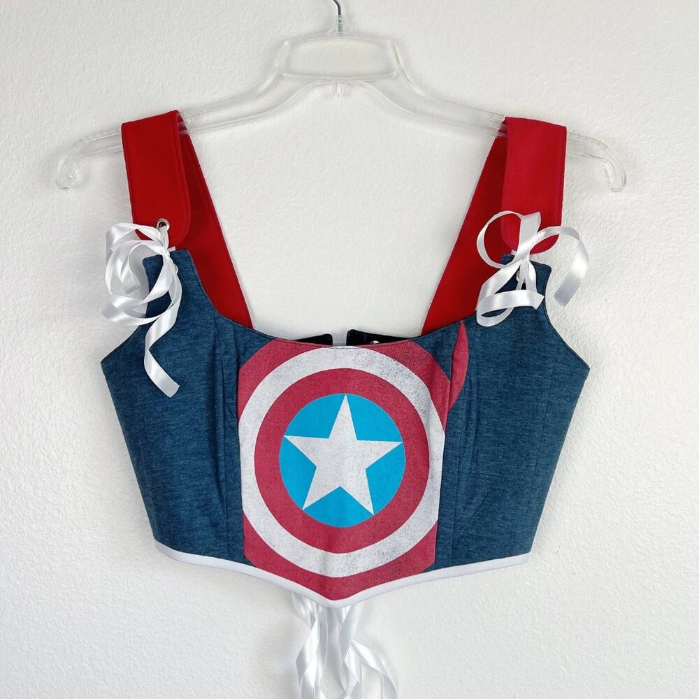 Hand Crafted Captain America Shield Corset Top – Marvel-Inspired